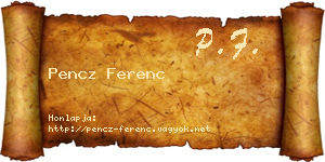 Pencz Ferenc névjegykártya